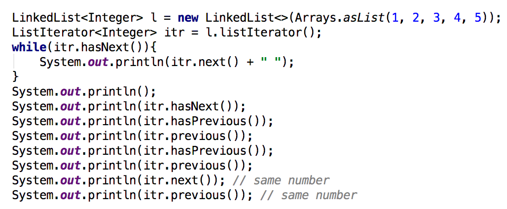 List Iterator Code
